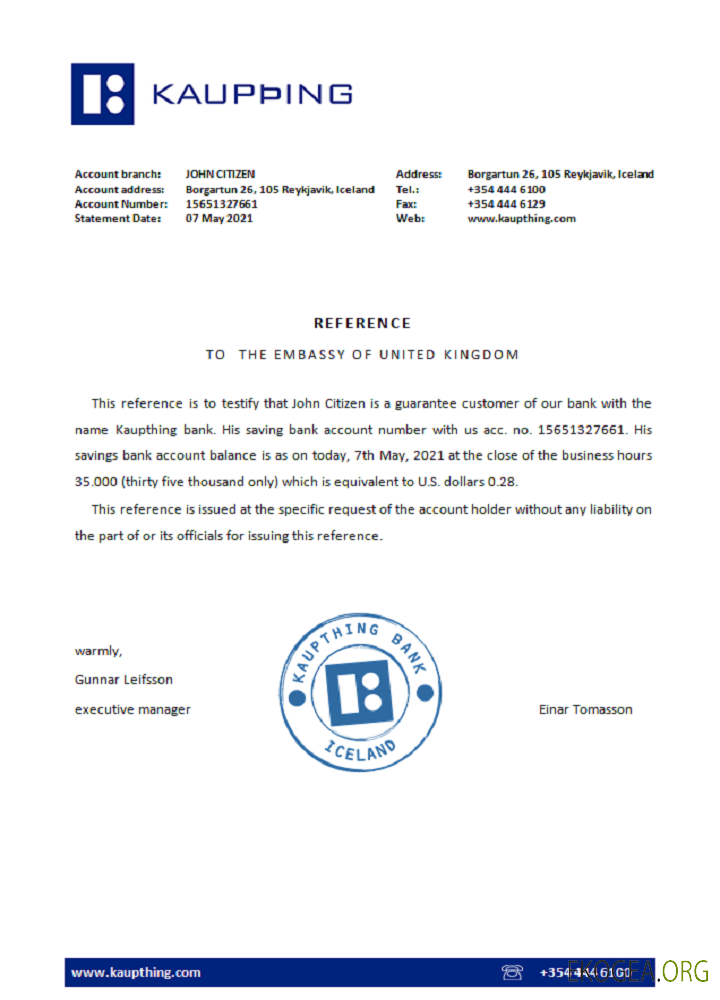 Islande , Kaupthing , reference